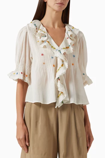 Hettie Embroidered Top in Organic Cotton