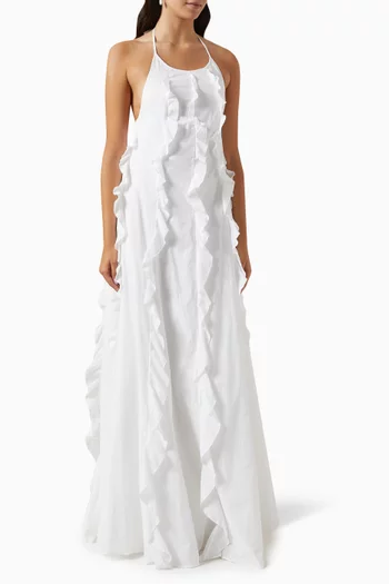 Marike Halter Maxi Gown in Cotton Voile