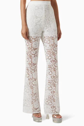 High-waist Pants in Corded Lace