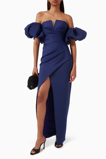 Gathered Off-the-shoulder Dress