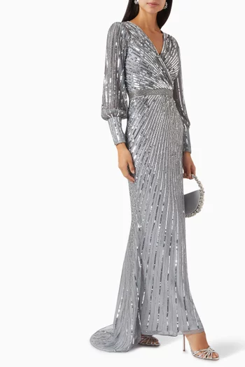 Sequinned Wrap Gown