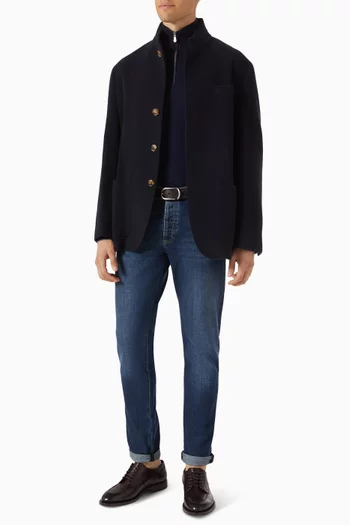 سترة بياقة عالية وسحّاب كشمير