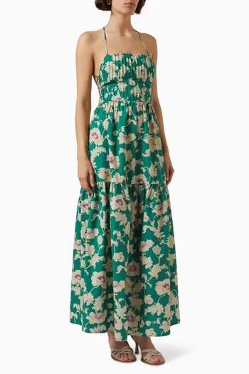 فستان أليكسز طويل بنقشة زهور قطن