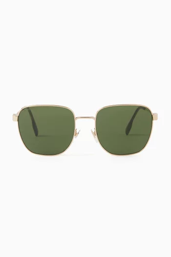 Icon Stripe Square Sunglasses in Metal & Acetate