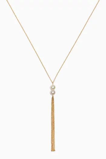 Kiku Pearl Lariat Necklace in 18kt Gold