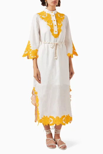 Raie Embroidered Trim Dress in Cotton