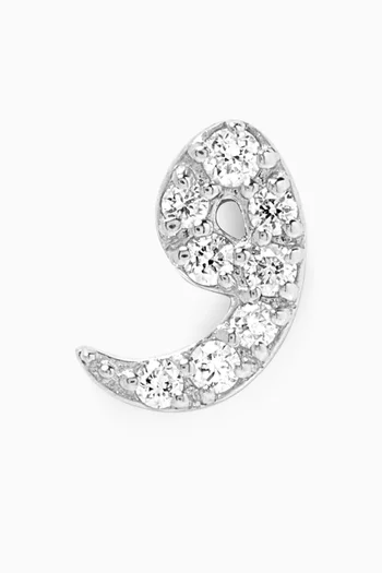 Arabic Letter W و Diamond Single Stud Earring in 18kt White Gold