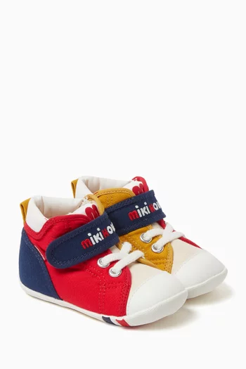 Baby Logo Velcro & Lace Sneakers in Canvas