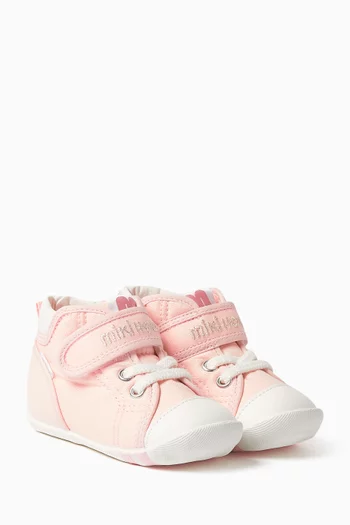 Baby Logo Velcro & Lace Sneakers in Canvas