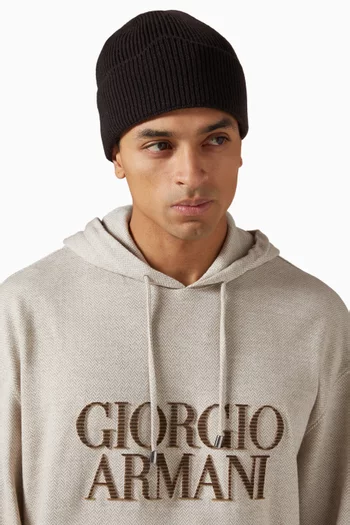 Rubber Logo Beanie in Cashmere