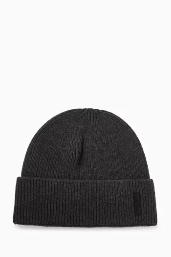 Rubber Logo Beanie in Cashmere