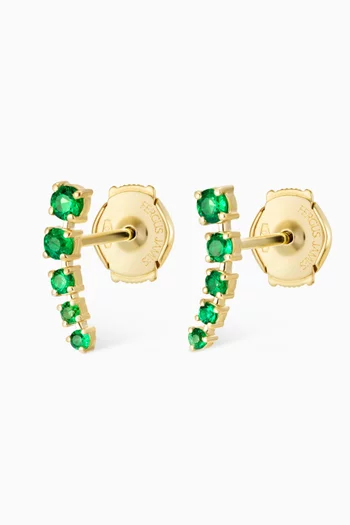 Half Moon Emerald Bar Earrings in 18kt Yellow Gold