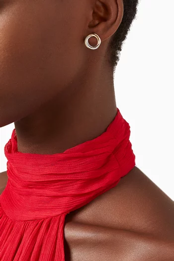 Revolve Trio Diamond Stud Earrings in 18kt Mixed Gold