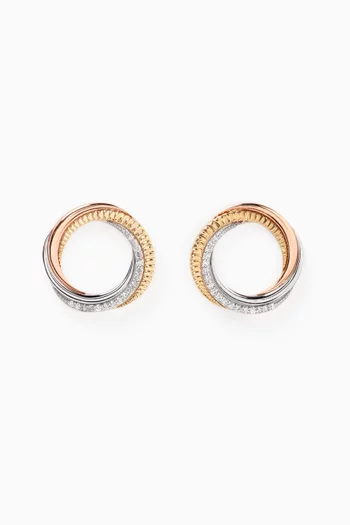Revolve Trio Diamond Stud Earrings in 18kt Mixed Gold