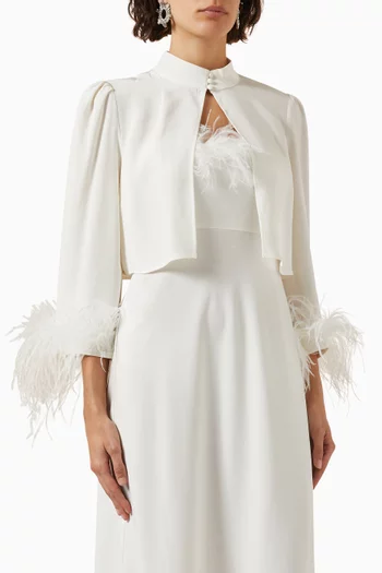 Addison Feather-trimmed Jacket in Silk Crepe