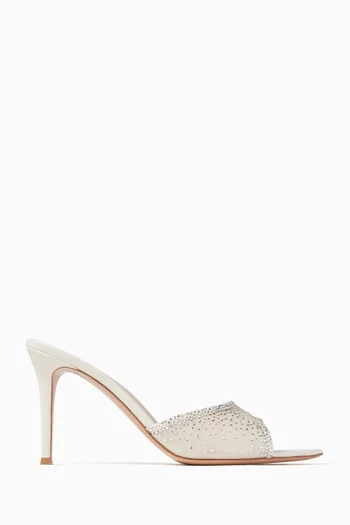 Rania 85 Organza Crystal Mules in Suede