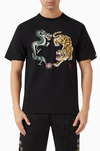 Japan Culture Tiger & Dragon T-shirt in Cotton