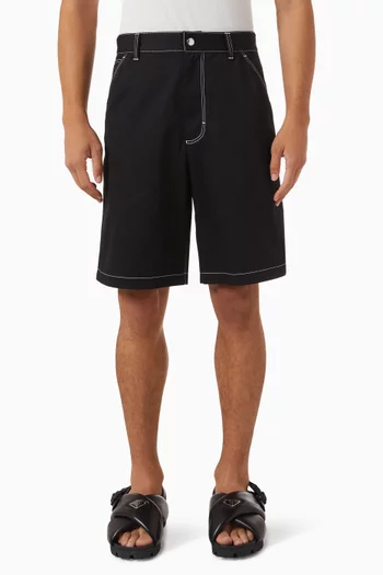 Contrast-stitched Shorts in Stretch Gabardine
