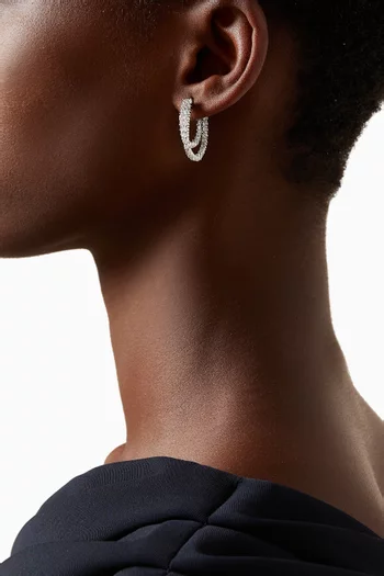 Double Loop Hoop Earrings in Rhodium-plated Brass