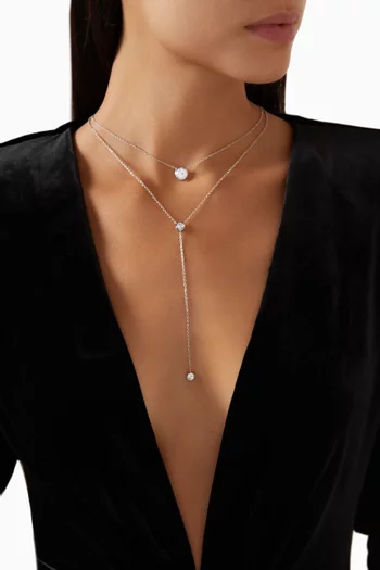 Layered Round-bezel Necklace in Brass