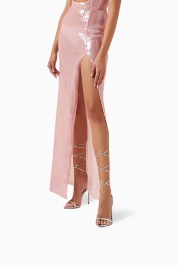 The London 120 Lace-up Sandals in Metallic Vegan Leather