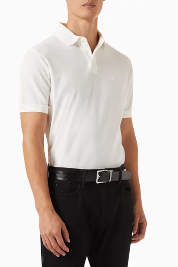 حزام بوجهين وإبزيم على شكل شعار الماركة جلد