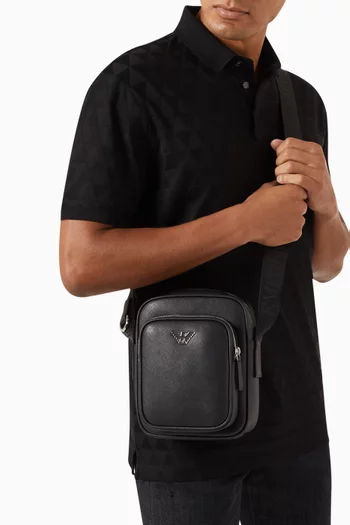 حقيبة مسنجر بشعار الماركة والنسر جلد سافيانو