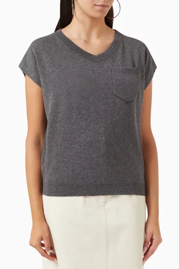 Cap-sleeve T-shirt in Cashmere