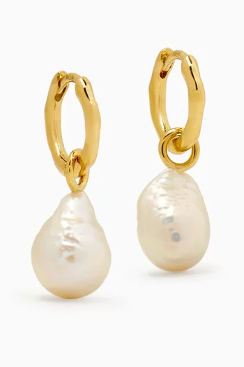 Baroque Pearl Hoop Earrings in 18kt Recycled Gold-plated Sterling Silver