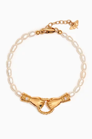 x Harris Reed In Good Hands Pearl Bracelet in 18kt Gold-plated Recycled Brass