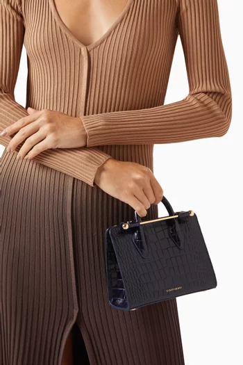Nano Tote Bag in Croc-embossed Leather