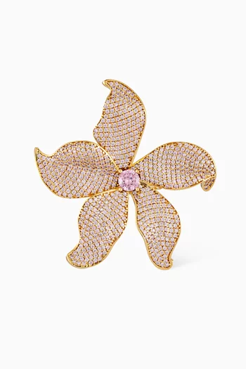 خاتم ليلوم مرصع بكريستال برونز مطلي بذهب عيار 24