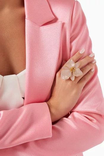 Singapore Orchid Crystal Ring in 24kt Gold-plated Bronze