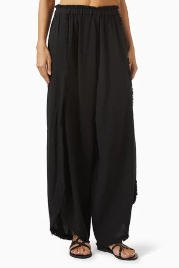 Xubue Wide-leg Pants in Cotton-jute