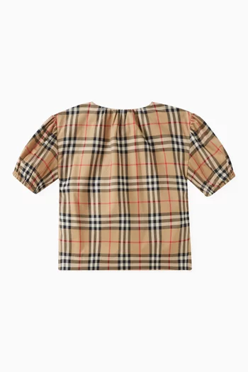 Check-print Top in Cotton Twill