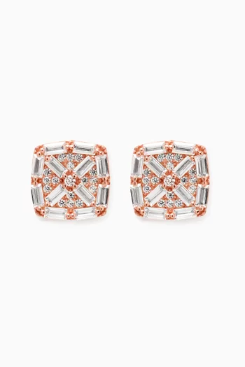 Crystal Stud Earrings in Rose Gold-plated Sterling Silver