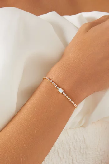 سوار تنس مرصع بحجر زمردي نحاس مطلي بالذهب