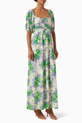 Floral-print Maxi Dress in Mesh