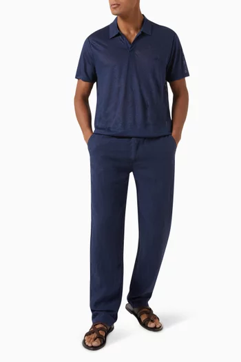 Logo Patch Trousers in Linen