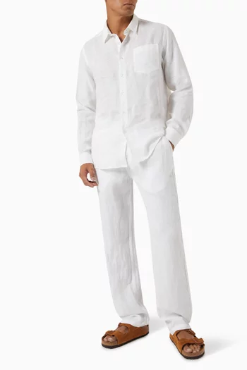 Logo Patch Trousers in Linen