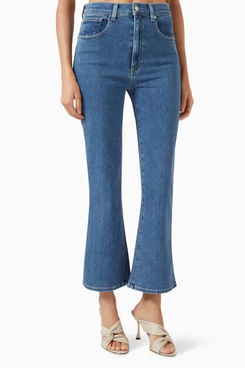 Veronica Beard Carson High-Rise Feather-trimmed Flared Jeans