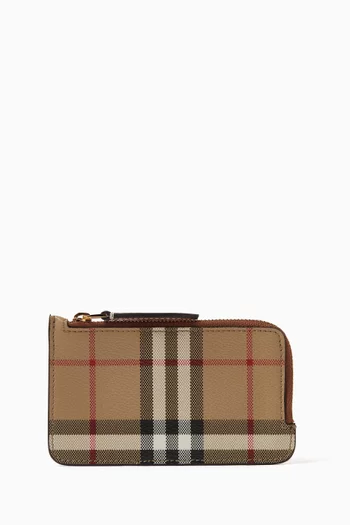 Somerset Card Holder in Checked Canvas