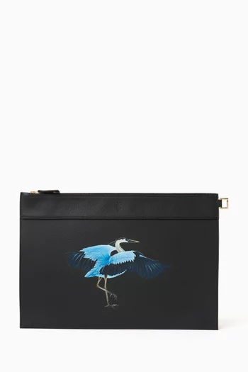 حقيبة نوماد كبيرة بطبعة طائر أزرق جلد