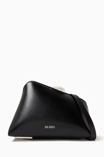 Midnight Asymmetrical Clutch Shoulder Bag in Leather