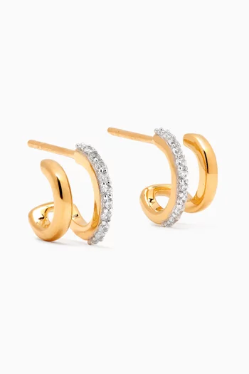 Classic Double Huggie Earrings in 18kt Recycled Gold Vermeil