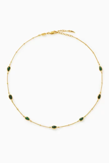 Magma Malachite Charm Choker in 18kt Recycled Gold-plated Sterling Silver