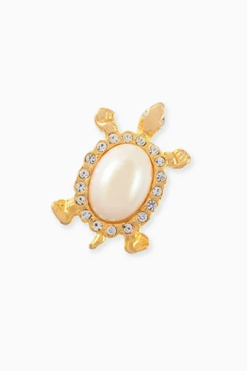 Rediscovered 1980s Faux Pearl Turtle Brooch