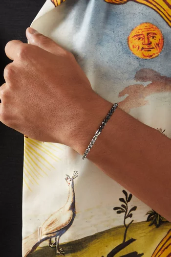 Sennit Box Bracelet in Ruthenium-plated Sterling Silver