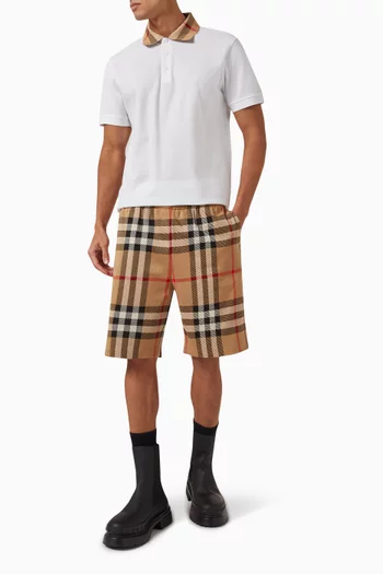 Check-collar Polo Shirt in Cotton Piqué