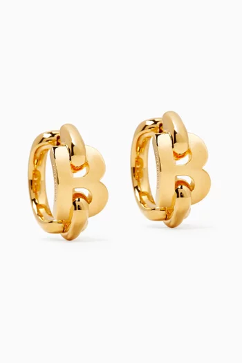 B Chain Hoop Earrings in Brass